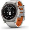 imageGarmin fnix 7S Pro Sapphire Solar Multisport GPS Smartwatch Builtin Flashlight Solar Charging Capability SandTitanium with Fog GrayEmber Orange Band