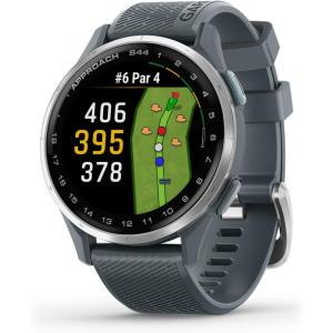 imageGarmin Approach S50 Advanced Golf GPS Smartwatch AMOLED Display OnCourse Features WristBased Heart Rate Slate Aluminum Bezel with Black ComfortFit Nylon BandGray