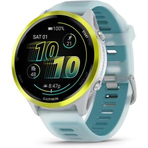 imageGarmin Forerunner 570 47mm Advanced GPS Running and Triathlon Smartwatch AMOLED Display Training and Recovery Features Indigo Aluminum with Translucent Imperial PurpleIndigo BandAmp Yellow with Whitestone