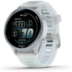 imageGarmin Forerunner 570 47mm Advanced GPS Running and Triathlon Smartwatch AMOLED Display Training and Recovery Features Indigo Aluminum with Translucent Imperial PurpleIndigo BandCloud Blue with Whitestone