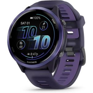 imageGarmin Forerunner 570 47mm Advanced GPS Running and Triathlon Smartwatch AMOLED Display Training and Recovery Features Indigo Aluminum with Translucent Imperial PurpleIndigo BandIndigo Purple