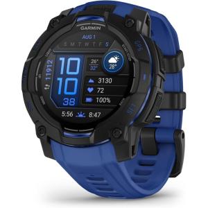 imageGarmin Instinct 3 45mm AMOLED Display Rugged Outdoor GPS Smartwatch MetalReinforced Bezel Builtin Flashlight Up to 18 Days of Battery Life BlackBlack with Bolt Blue