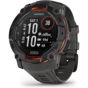 imageGarmin Instinct 3 45mm AMOLED Display Rugged Outdoor GPS Smartwatch MetalReinforced Bezel Builtin Flashlight Up to 18 Days of Battery Life BlackSolar Charcoal