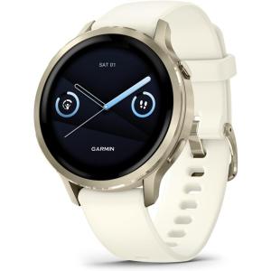 imageGarmin Venu 4 41mm Advanced Health and Fitness GPS Smartwatch Bright and Colorful Display Builtin Flashlight 10 Days of Battery Life Lunar Gold with Bone Silicone BandLunar Gold and Bone