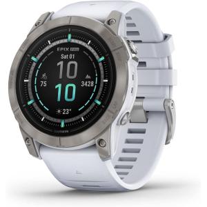 imageGarmin epix Pro Gen 2 Sapphire Edition 51mm High Performance Smartwatch Advanced Training Technology Builtin Flashlight BlackTitanium w Whitestone Band