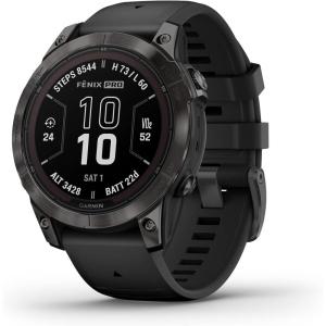 imageGarmin fnix 7S Pro Sapphire Solar Multisport GPS Smartwatch Builtin Flashlight Solar Charging Capability SandCarbon Gray DLC Titanium w Black Band