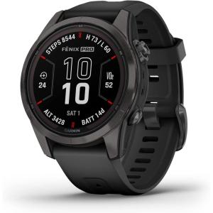 imageGarmin fnix 7S Pro Sapphire Solar Multisport GPS Smartwatch Builtin Flashlight Solar Charging Capability SandCarbon Gray DLC Titanium with Black Band