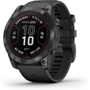 imageGarmin fnix 7S Pro Sapphire Solar Multisport GPS Smartwatch Builtin Flashlight Solar Charging Capability SandCarbon Gray DLC Titanium with Blk Band