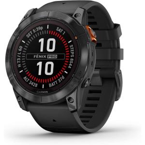 imageGarmin fnix 7S Pro Sapphire Solar Multisport GPS Smartwatch Builtin Flashlight Solar Charging Capability SandSlate Gray w Black Band