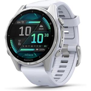 imageGarmin fnix E  47 mm AMOLED Premium Multisport GPS Smartwatch LongLasting Battery Life Stainless Steel with Black BandSilver with Whitestone Band