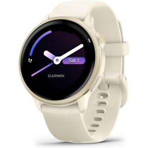 imageGarmin vvoactive 6 Health and Fitness GPS Smartwatch AMOLED Display Up to 11 Days of Battery Metallic Jasper Green with Jasper Green BandLunar Gold with Bone