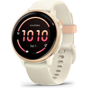 imageGarmin vvoactive 6 Health and Fitness GPS Smartwatch AMOLED Display Up to 11 Days of Battery Metallic Jasper Green with Jasper Green BandPink Dawn with Bone