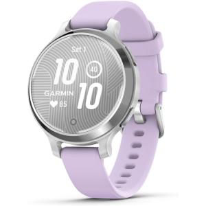 imageGarmin Lily 2 Active Small and Stylish Smartwatch Builtin GPS Hidden Display Patterned Lens Up to 9 Days Battery Life Jasper Green with Jasper Green Silicone BandSilver with Purple Jasmine Silicone Band