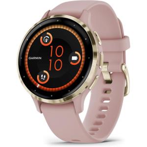 imageGarmin Venu 3 Silver Stainless Steel Bezel 14Inch AMOLED Touchscreen Display Smart Watch with 45mm Whitestone Case and Silicone BandDust Rose