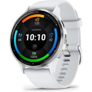 imageGarmin Venu 3 Silver Stainless Steel Bezel 14Inch AMOLED Touchscreen Display Smart Watch with 45mm Whitestone Case and Silicone BandWhitestone