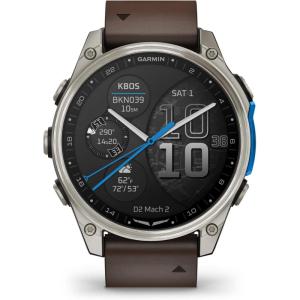 imageGarmin D2 Mach 2 47mm Touchscreen Aviator Smartwatch with GPS Moving Map Aviation Weather Health and Wellness Features Flashlight and More Oxford Brown Leather Band