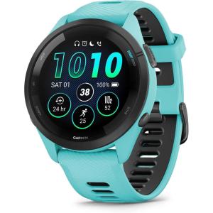 imageGarmin Forerunner 265S Running Smartwatch Colorful AMOLED Display Training Metrics and Recovery Insights Whitestone and Neo TropicAqua and Black