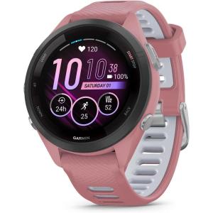 imageGarmin Forerunner 265S Running Smartwatch Colorful AMOLED Display Training Metrics and Recovery Insights Whitestone and Neo TropicLight Pink and Powder Gray